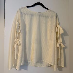 CeCe Cream Blouse with Bow Accents